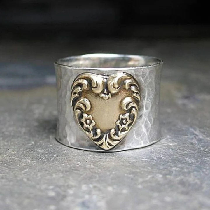 Vintage Silver & Gold Heart Ring