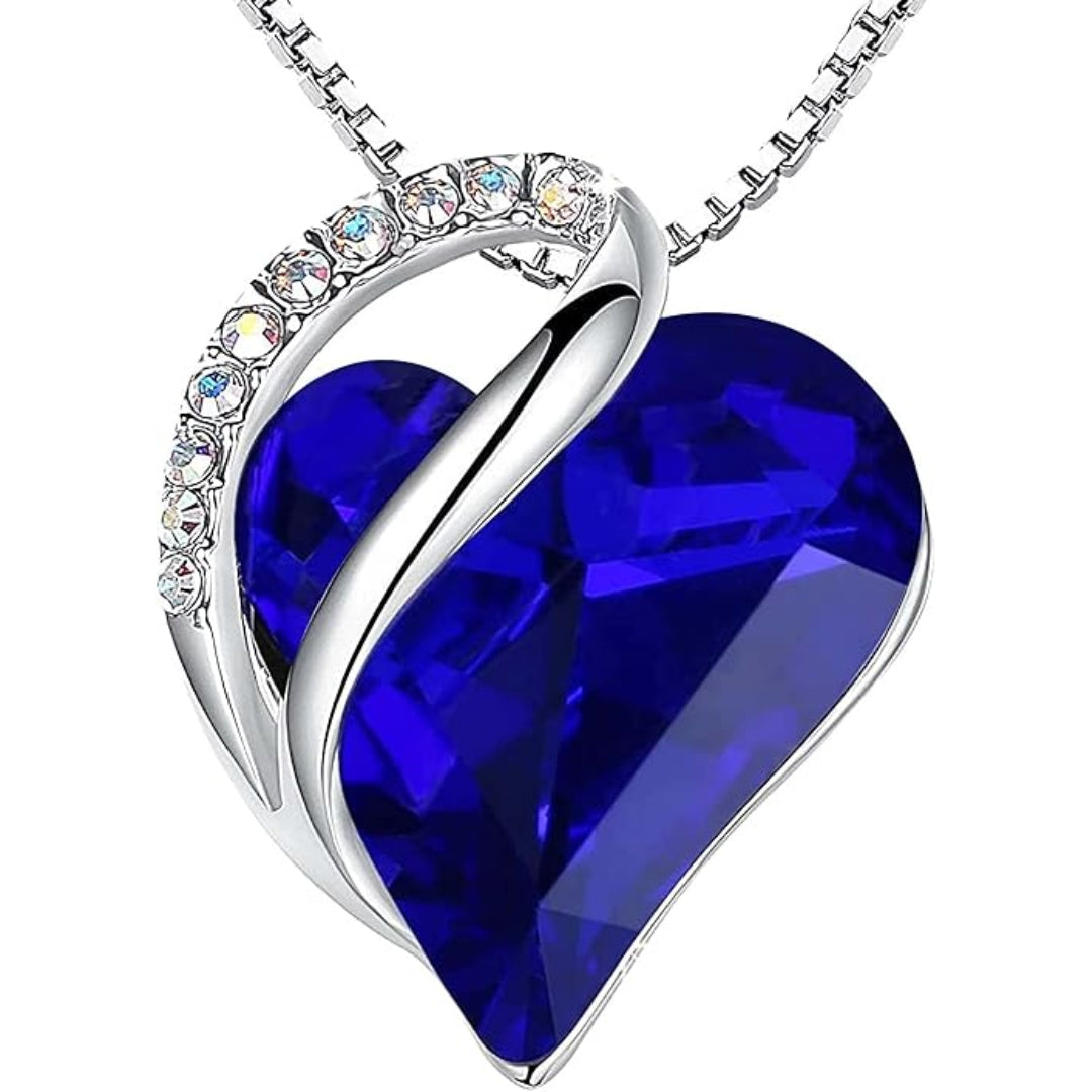 Infinity Heart Sapphire Necklace | White Gold