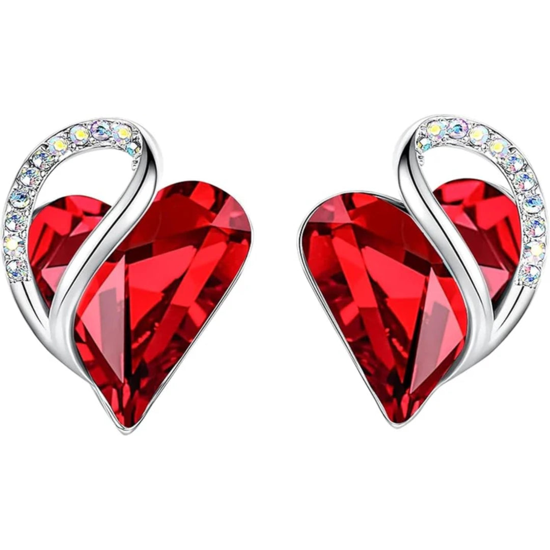 Infinity Heart Ruby Earrings | White Gold