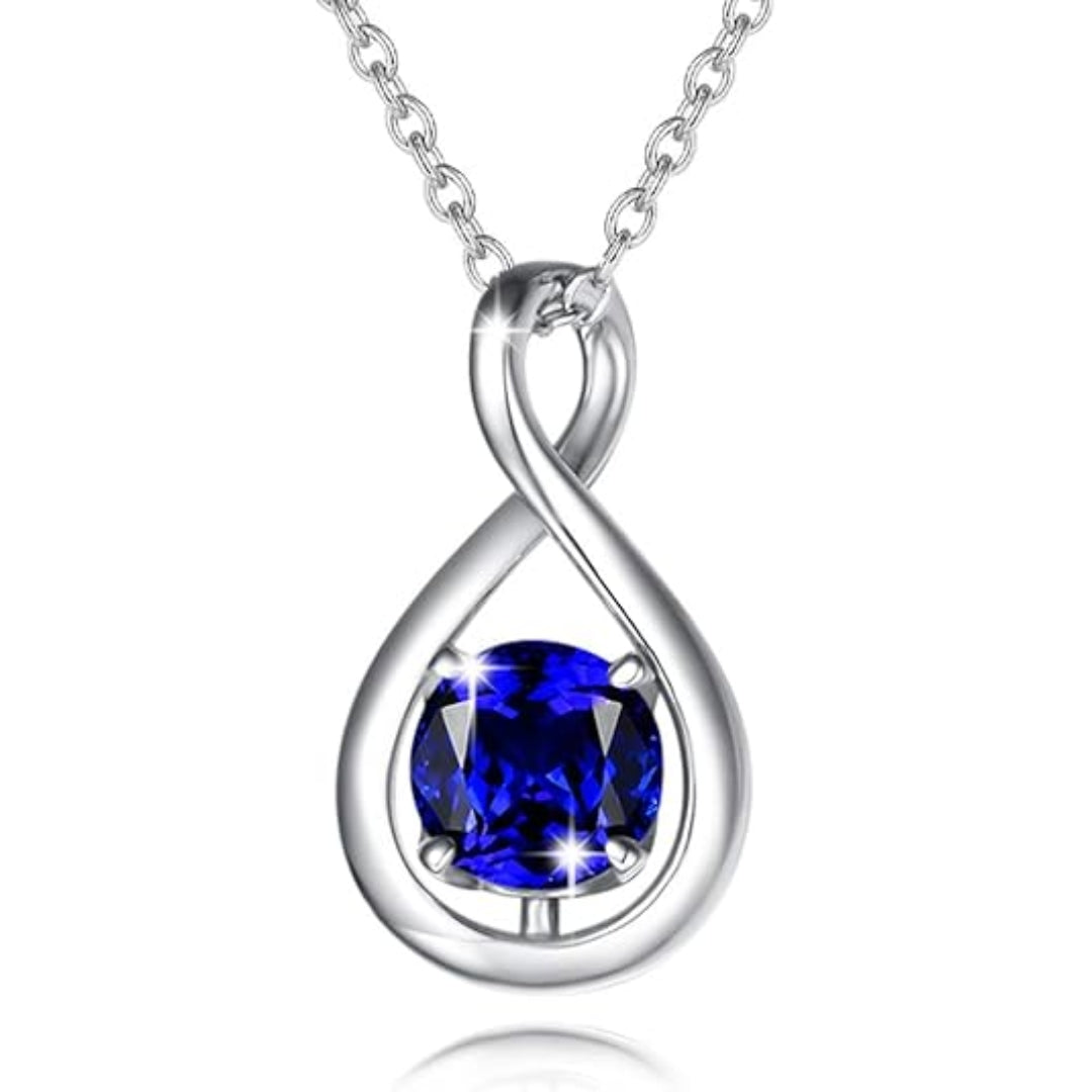 Sapphire Infinity Pendant Necklace | White Gold