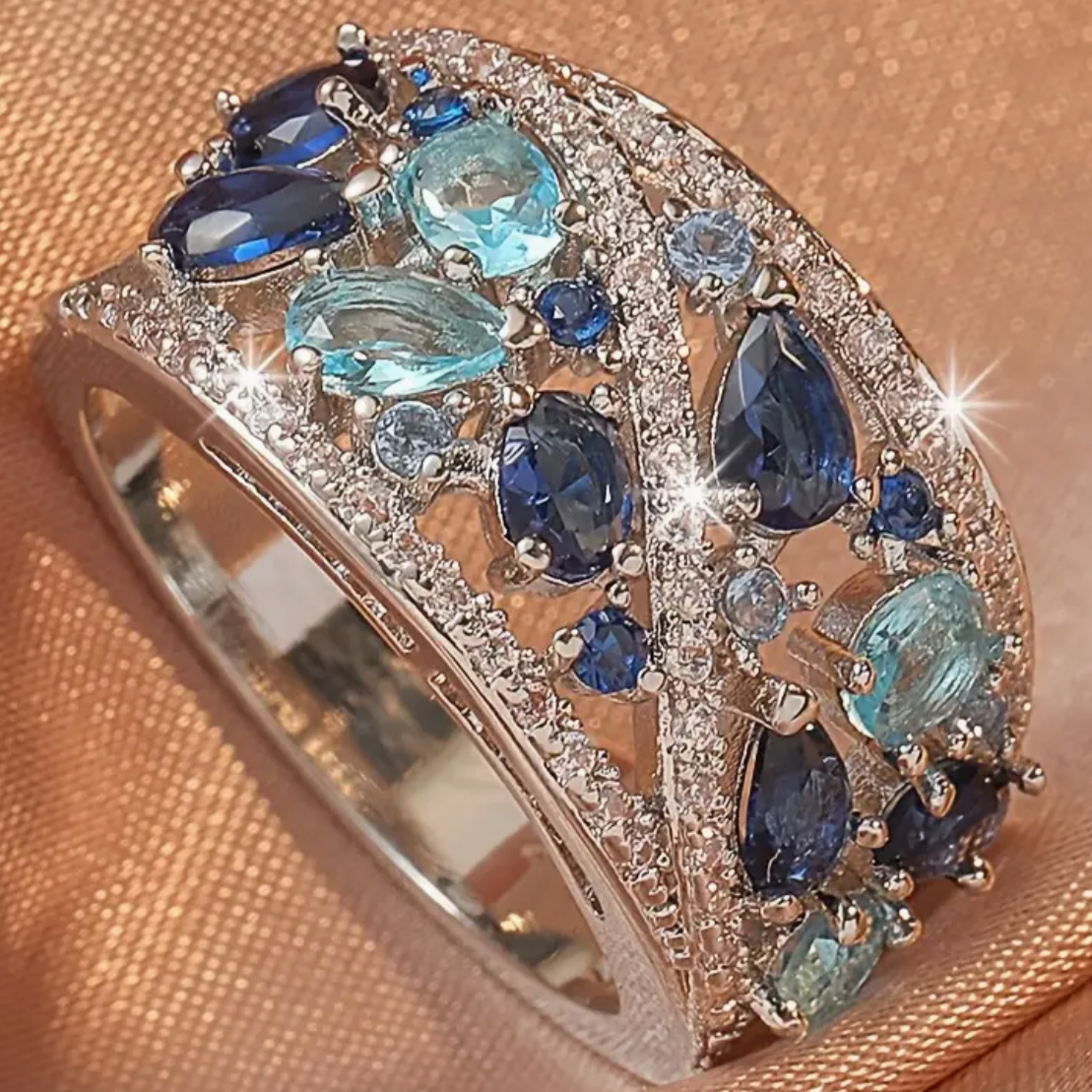 Vintage Blue Zirconia Ring