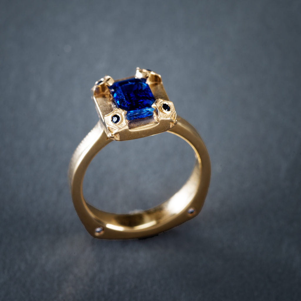 Vintage Blue Crystal Gold Ring