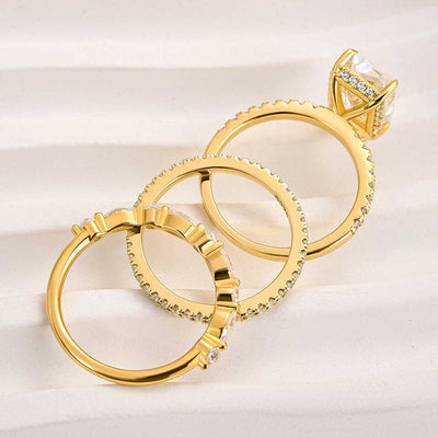 3PC Gold Wedding Ring Set