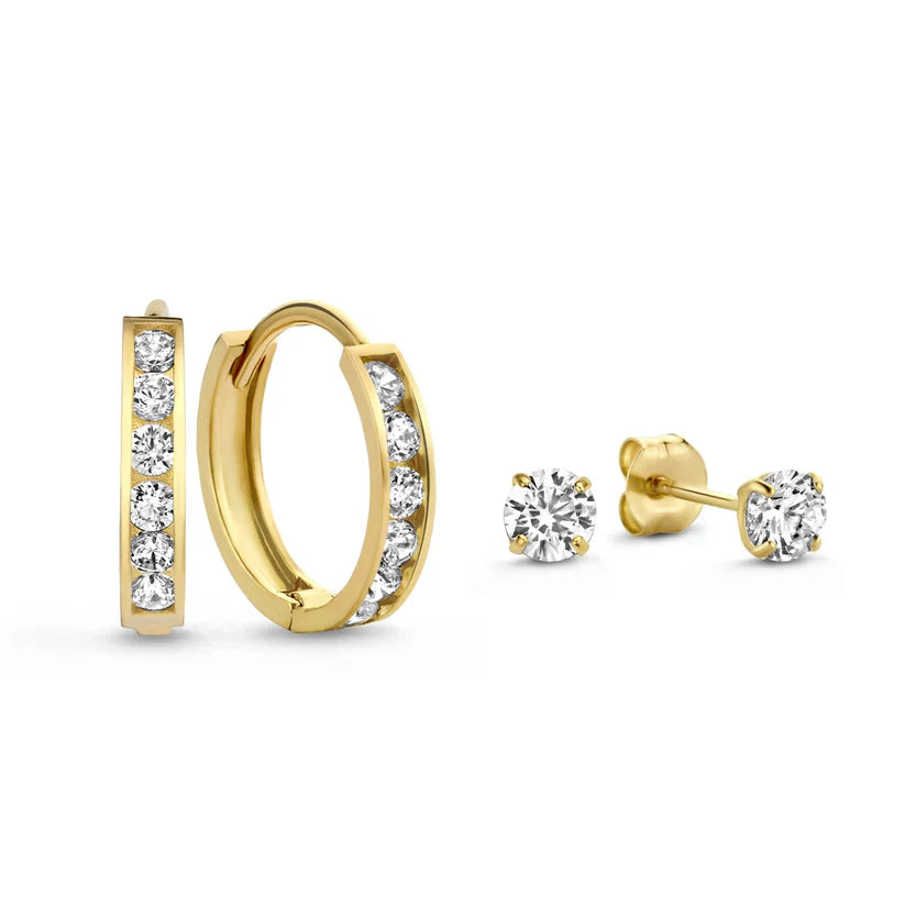 Dara Brillane Gold Stone Earrings Set