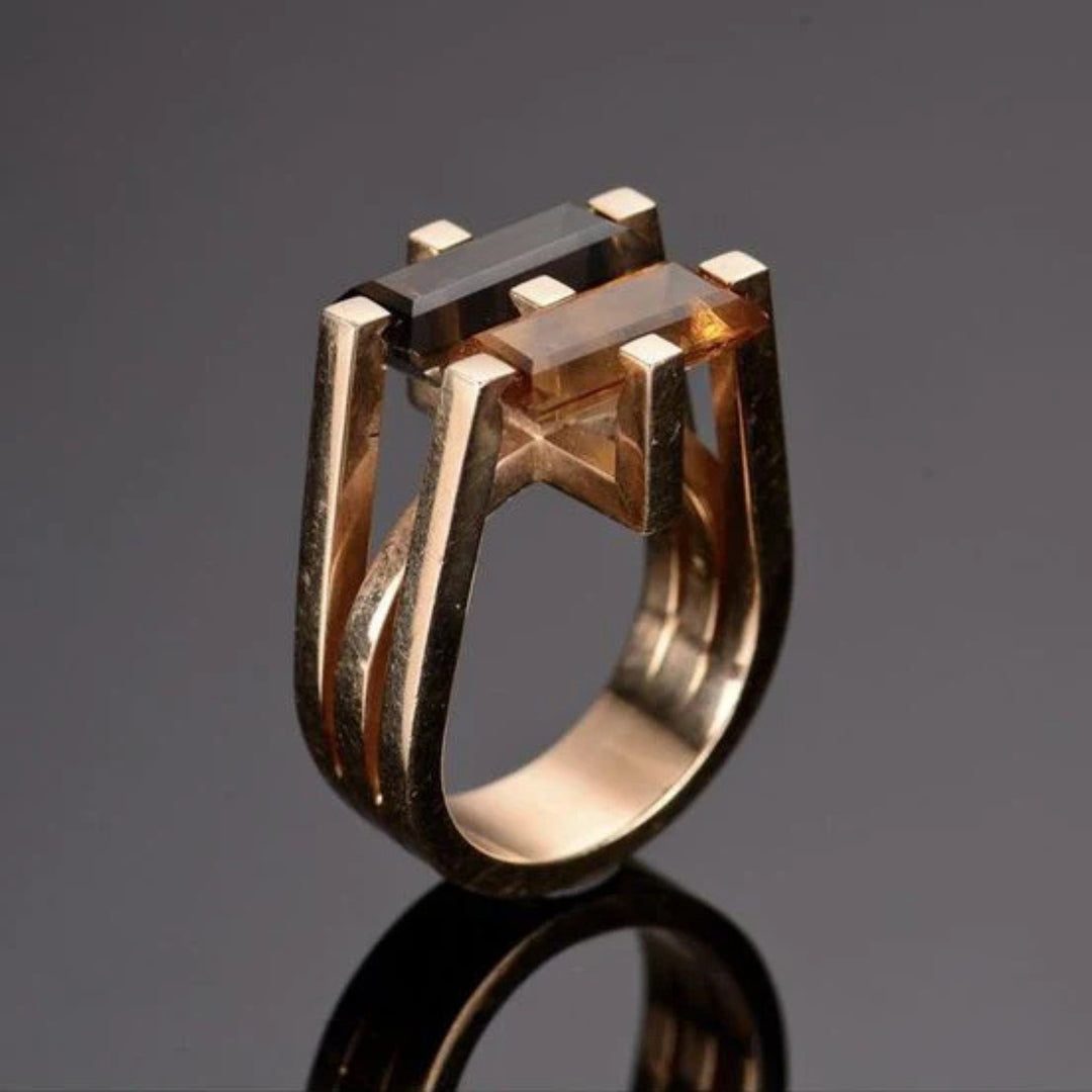 Orange Crystal Form Ring