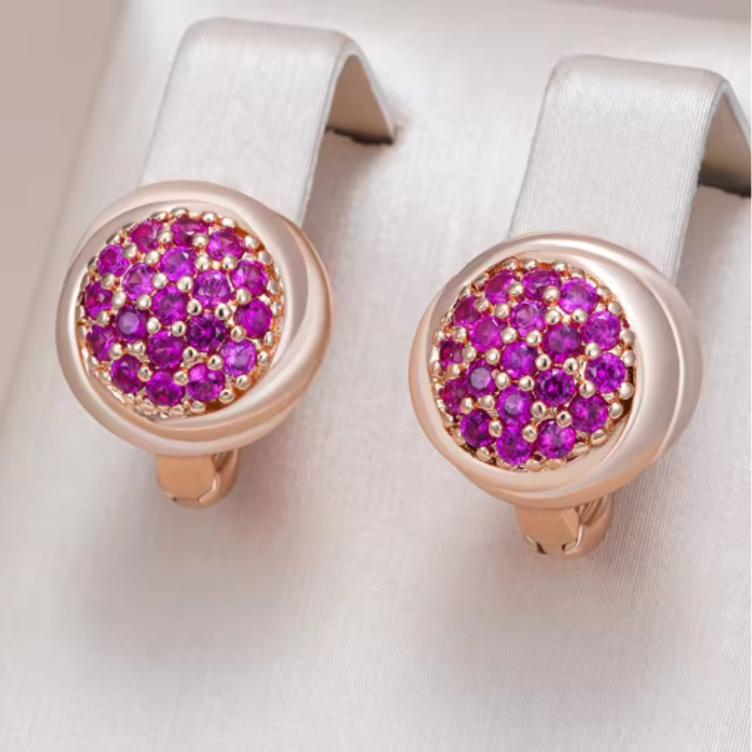 Elegant Pink Rounded Earrings