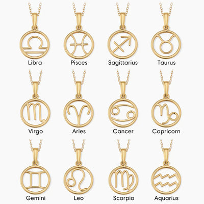 Zodiac sign necklace | White Gold