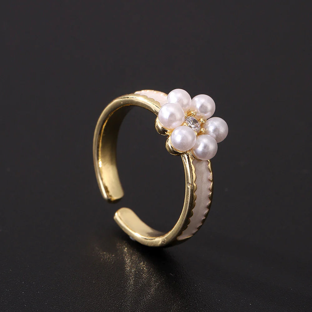 Vintage Flower Pearl Ring