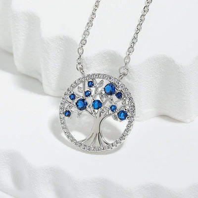 Tree of Life Sapphire Necklace | White Gold