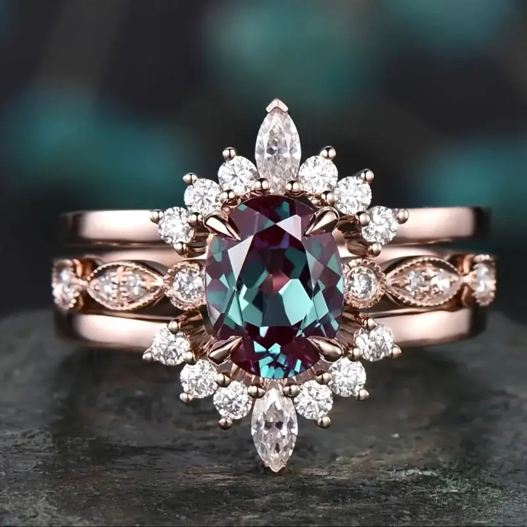 Exotic Dark Colorful Zirconia Ring