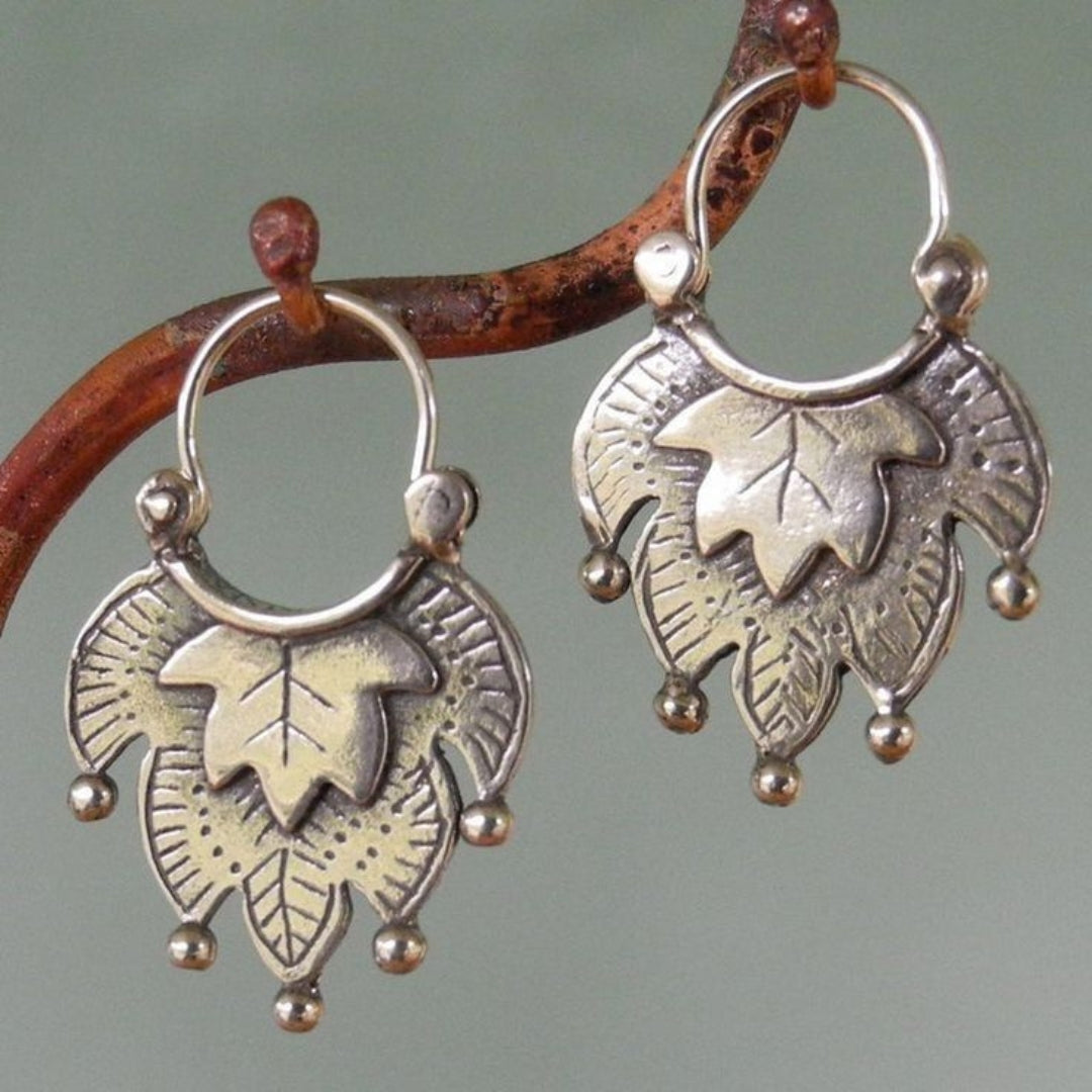 Dangling Silvered Leaf Earrings