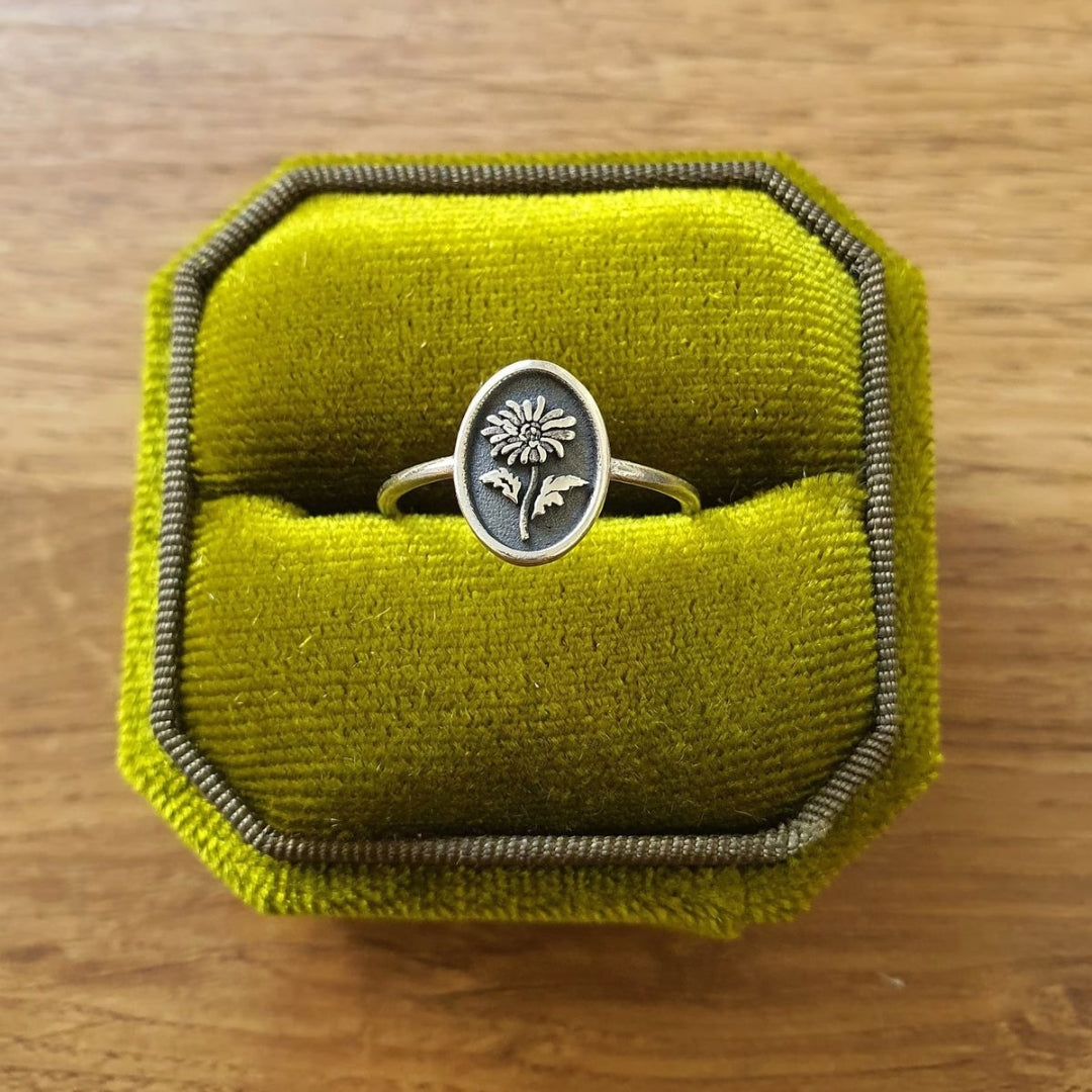 Silvered Rose Flower Ring