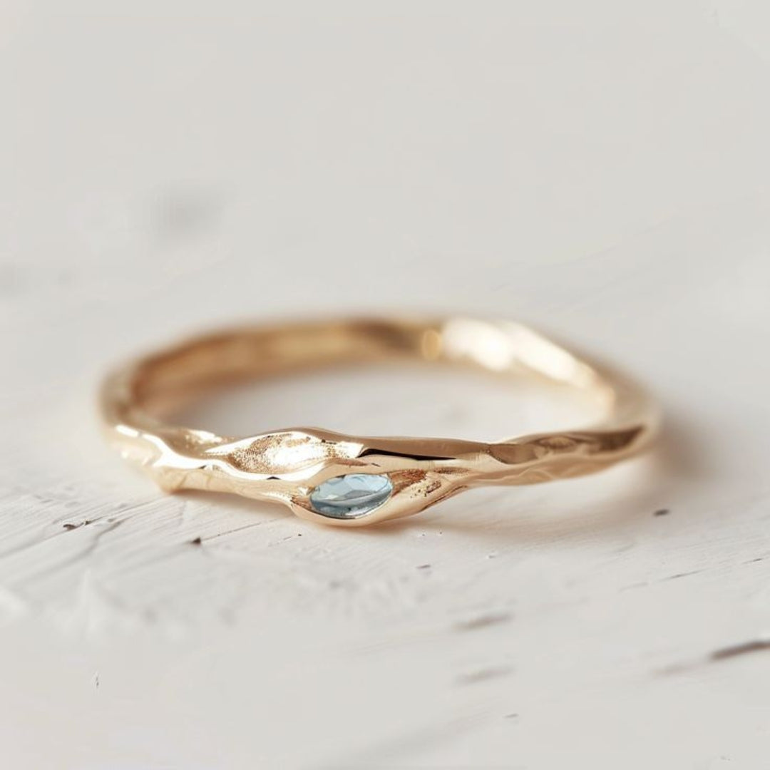 Gold Forged Stoned Ring