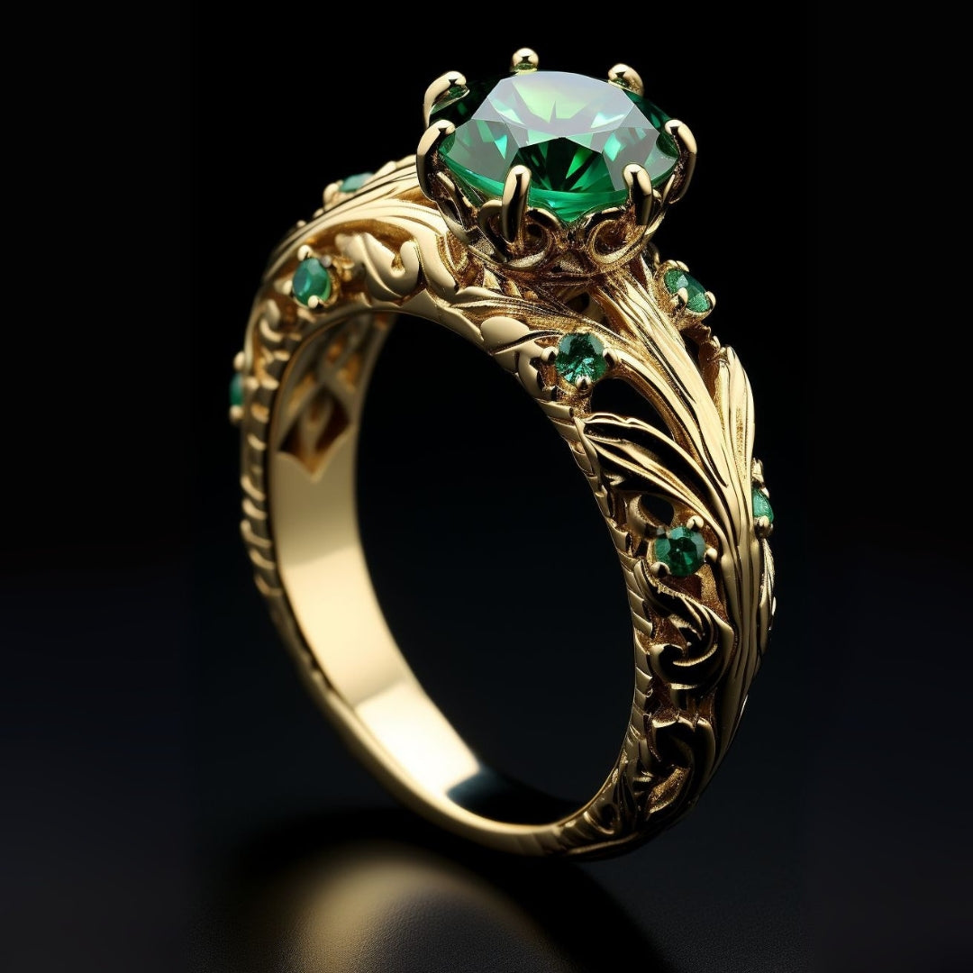 Green Exotic Gold Ring