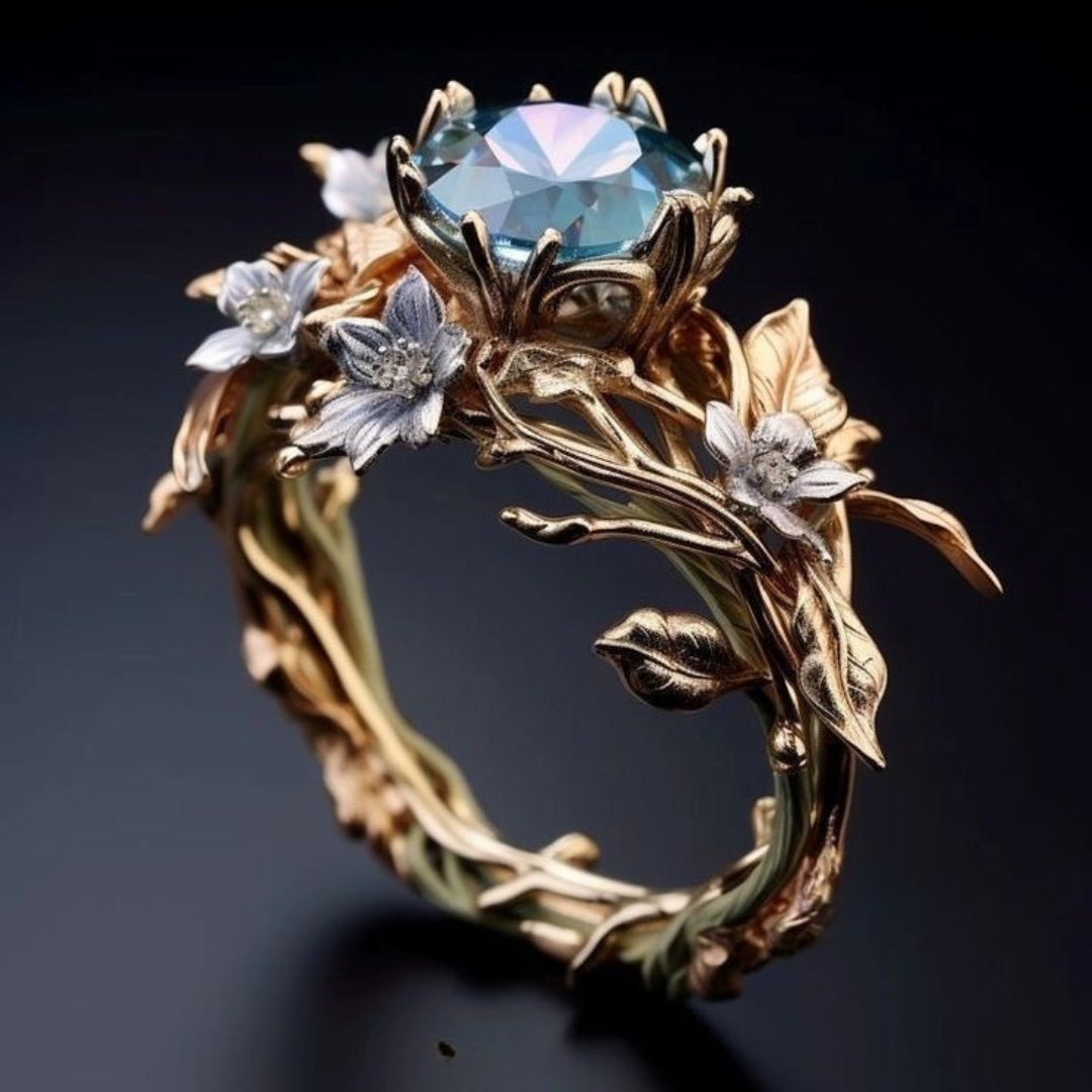 Exotic Blue Crystal Nature Ring