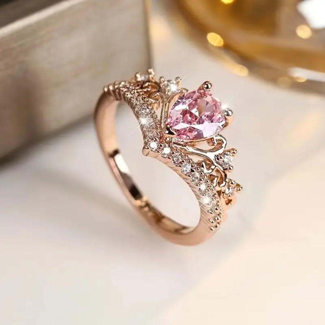 Pink Crown Glass Ring