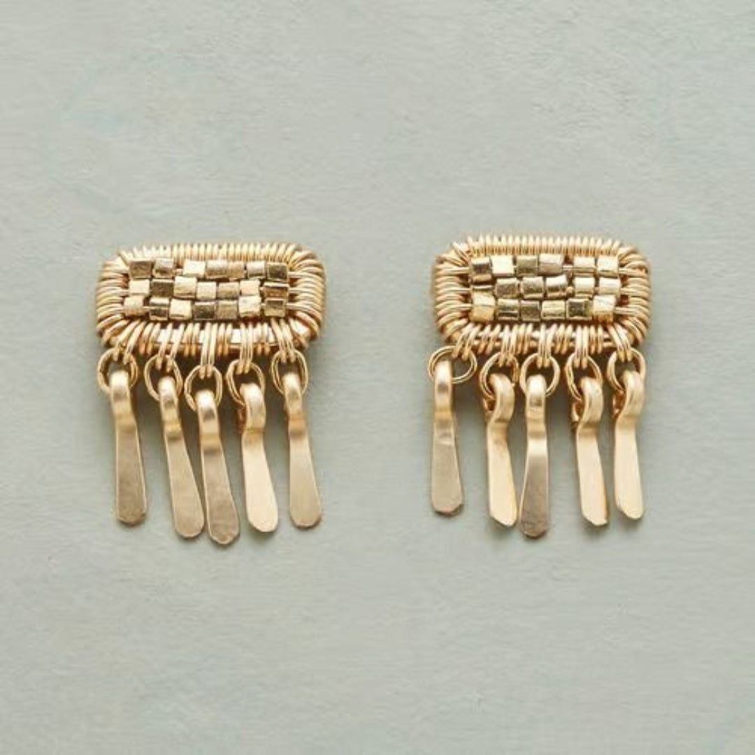 Golden Plated Tassels Earrings