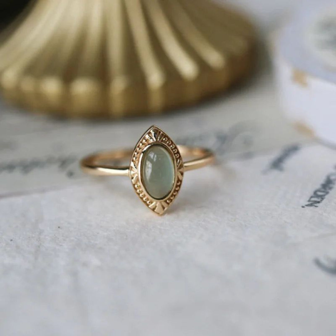Oval Green Moonstone Ring
