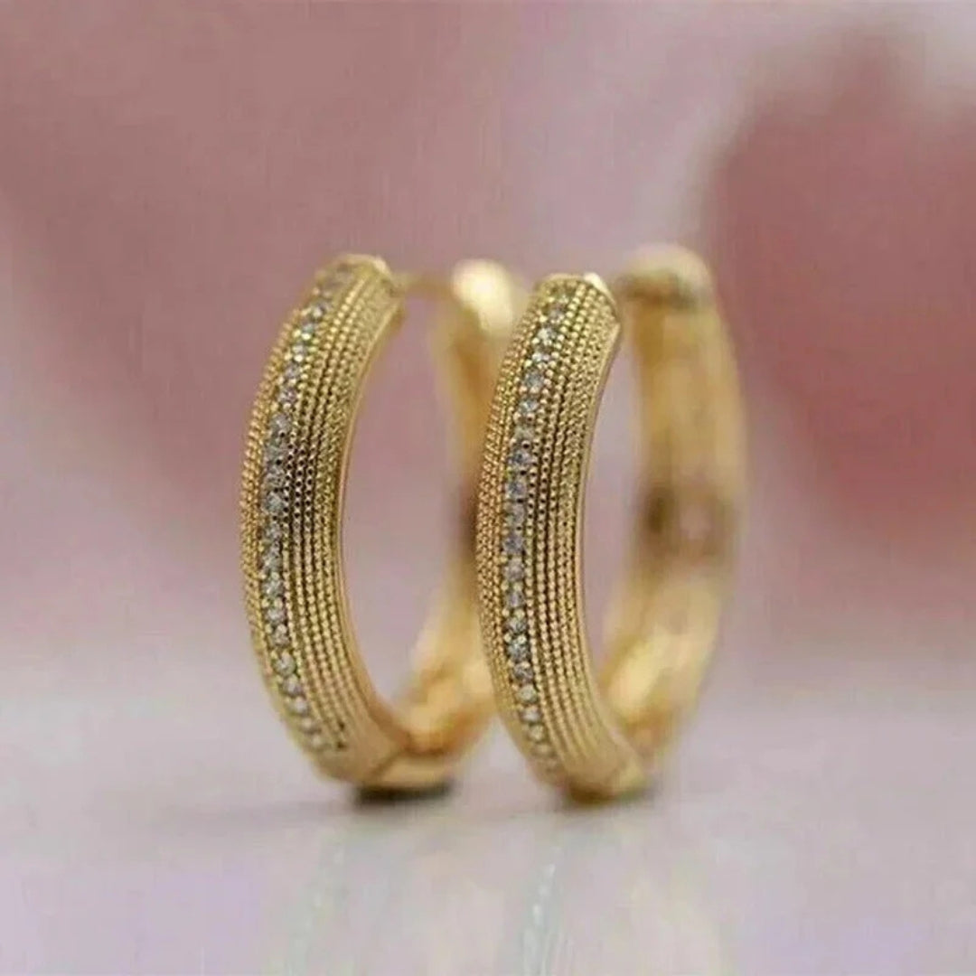 Golden Relief Hoop Earrings