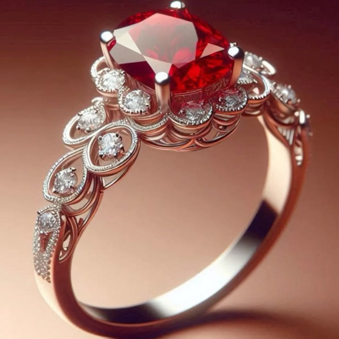 Exotic Red Bright Gold Ring