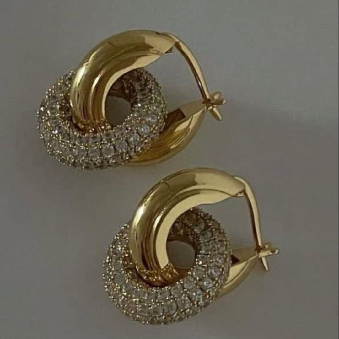 Spiral Bright Gold Hoop Earrings