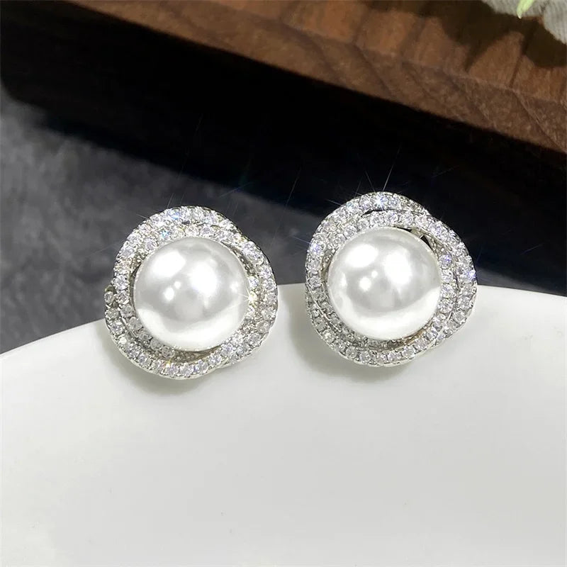 Bright Stud Pearl Earrings