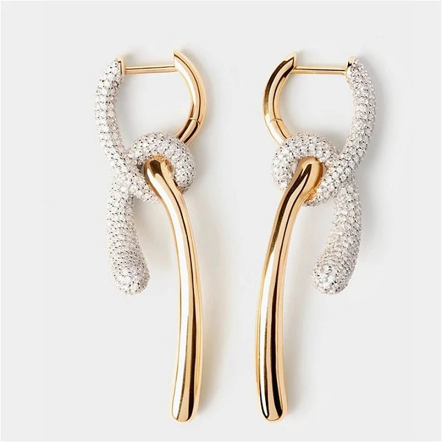 Bright Braided Golden Earrings