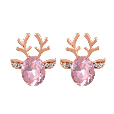 Festive Reindeer Crystal Stud Earrings