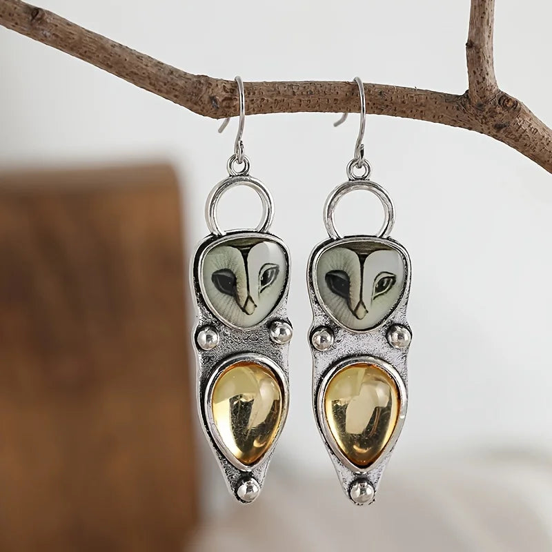 Boho Owl Drop Earrings - Nickel Free for Sensitive Ears