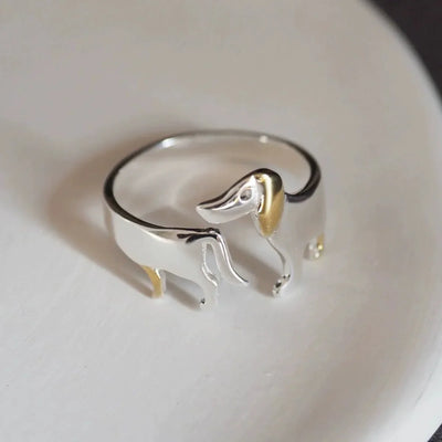 925 Sterling Silver Dachshund Ring – Adjustable Fit