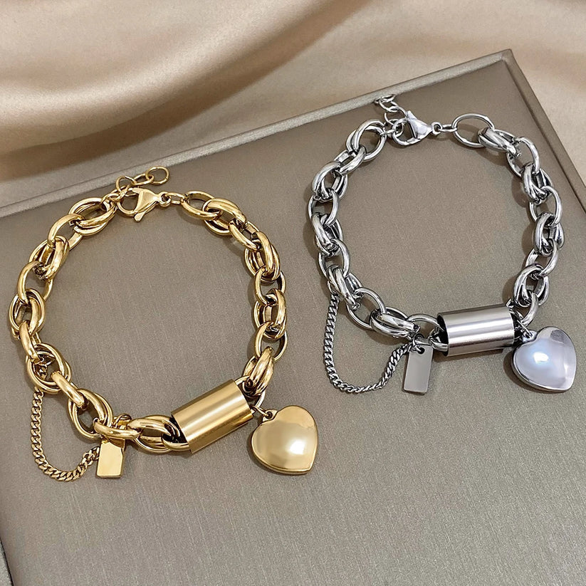 Heartened Chunky Bracelet | White Gold