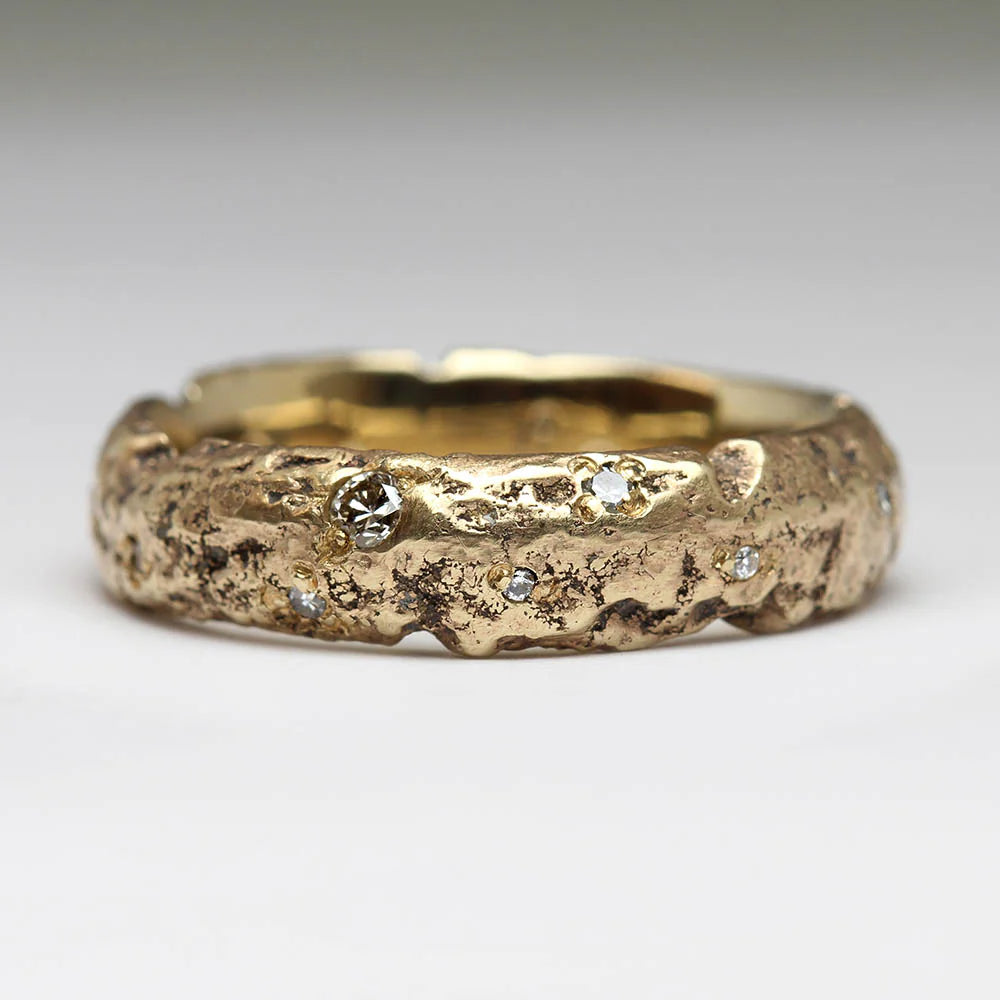 Vintage Golden Zirconia Forged Ring