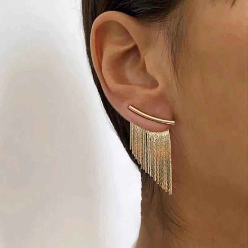 Vintage Golden Dangling Mesh Earrings