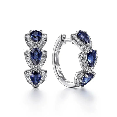 Royal Sapphire Crest Earrings | White Gold