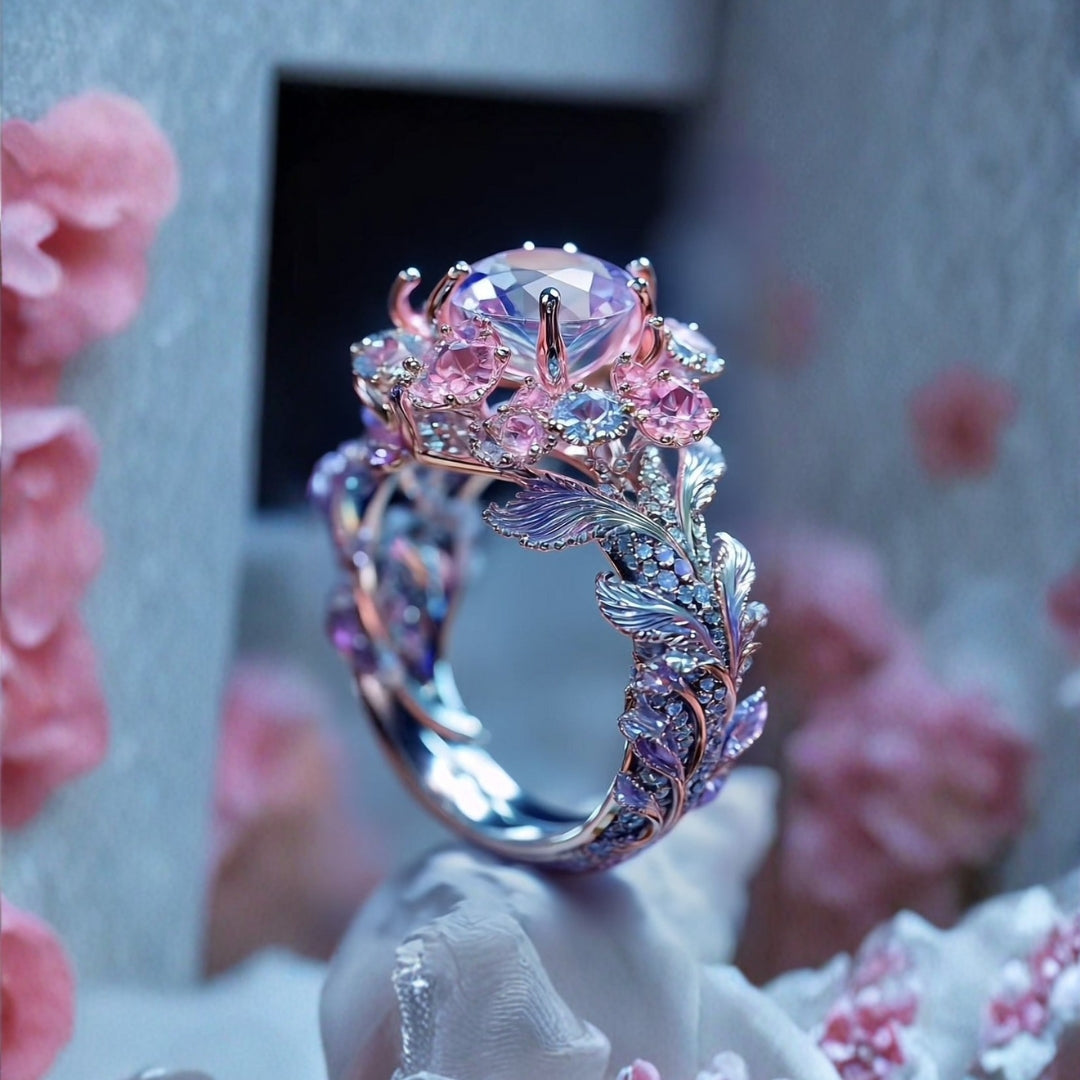 Exotic Violet & Pink Blossom Ring