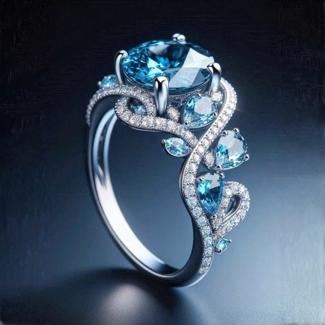 Exotic Blue Zirconia Drop Ring