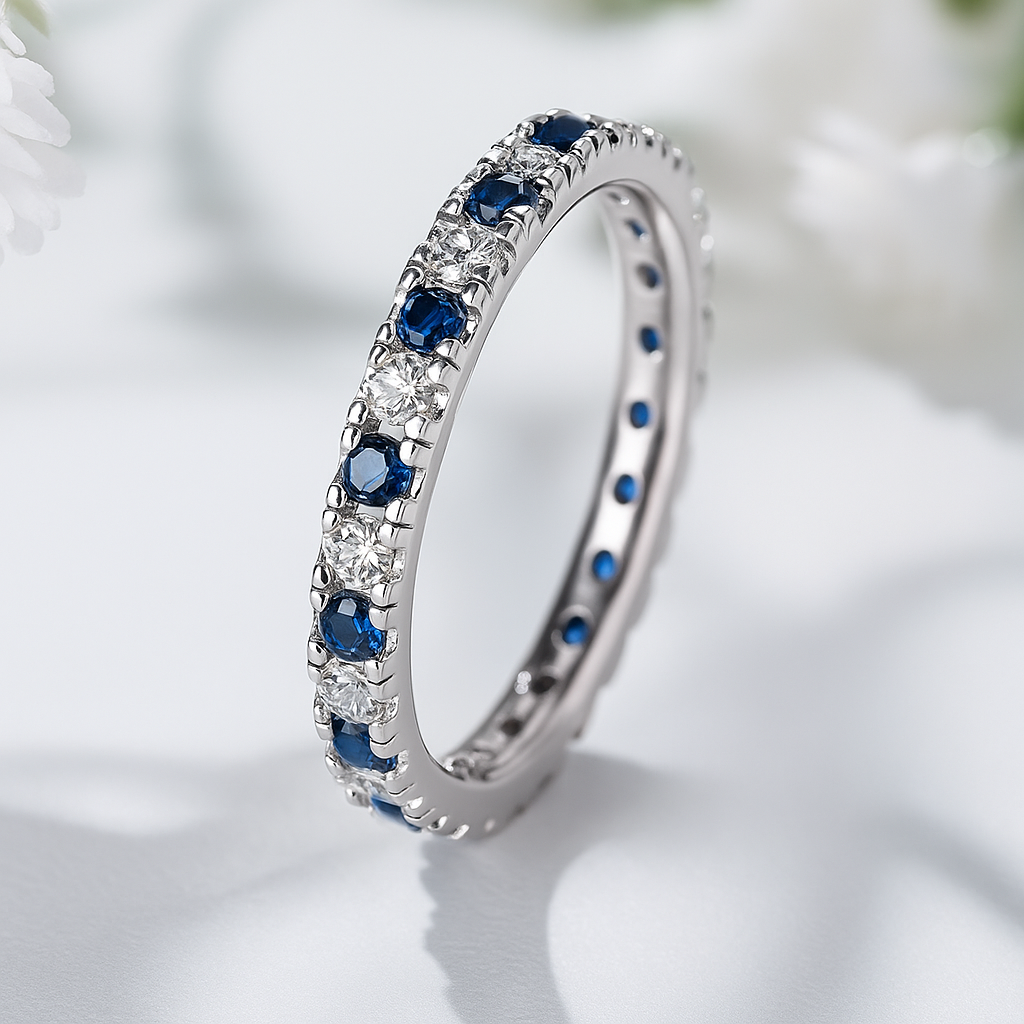 Exquisite Blue Moissanite Silver 925 Ring
