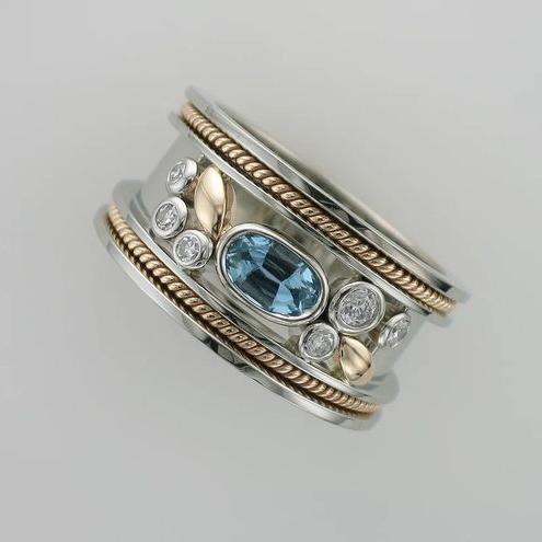 Vintage Blue Exotic Silver Ring