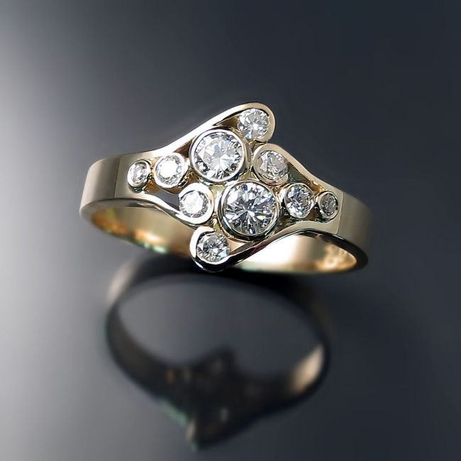 Vintage Zirconia Open Golden Ring