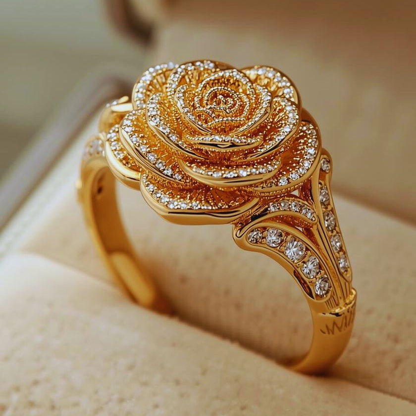 Exotic Bright Gold Flower Ring