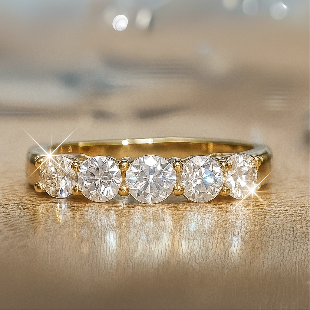 Moissanite Engagement Golden Ring