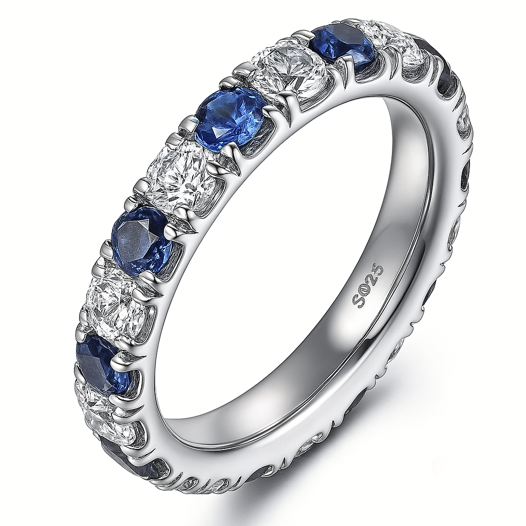 Exquisite Blue Moissanite Silver 925 Ring