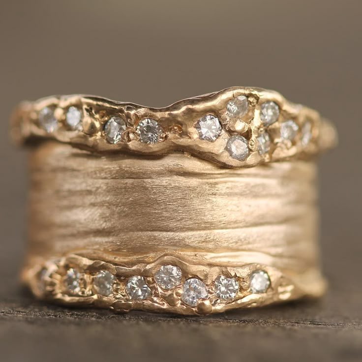 Golden Zirconia Thick Ring