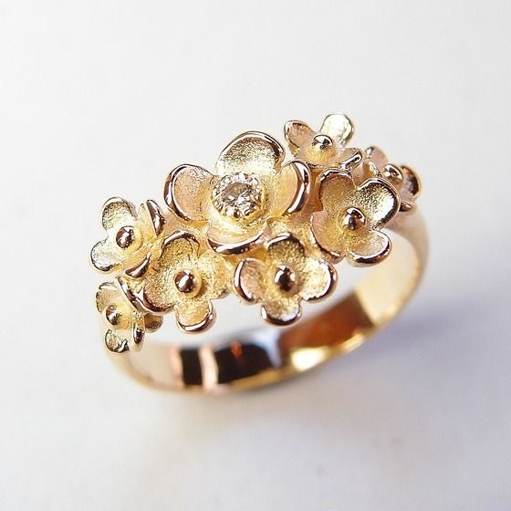 Vintage Pure Gold Flower Ring