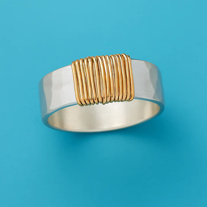 Vintage Golden Threads Silver Ring