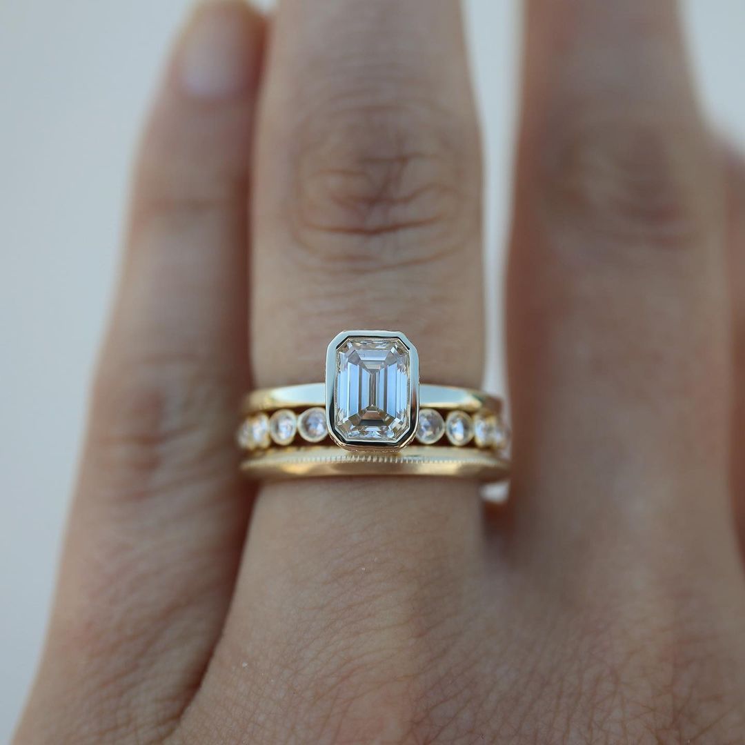 Golden White Elegant Crystal Ring Set