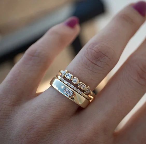 Vintage Golden Zirconia Ring Pack