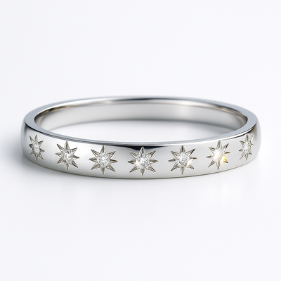 Star Diamond Sterling Silver Ring