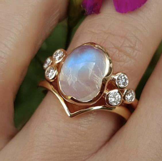 Vintage Moonstone Drop Ring