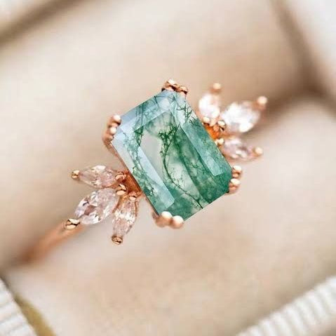 Moss Square Rose Ring
